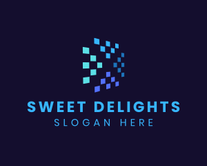 Blue Digital Pixels logo design