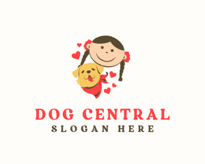 Girl Dog Heart Love logo design