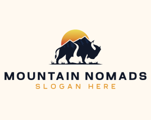 Buffalo Bison Mountain logo design