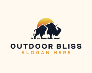 Buffalo Bison Mountain logo design