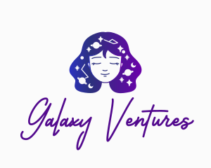 Galaxy Face Woman logo design