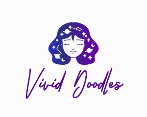 Galaxy Face Woman logo design