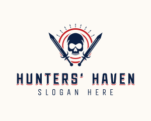 Hunter Skull Sword logo design