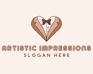 Gentleman Suit Heart logo design