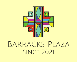 Multicolor Cross Stained Glass logo design