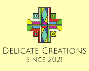 Multicolor Cross Stained Glass logo design