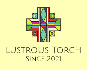 Multicolor Cross Stained Glass logo design