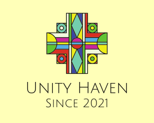 Multicolor Cross Stained Glass logo