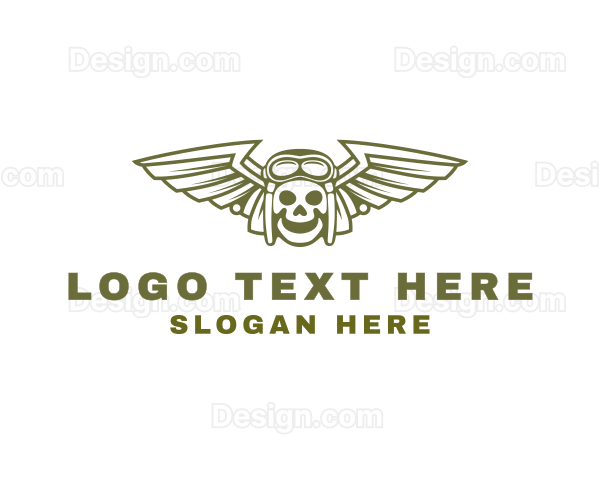 Skull Pilot Wing Logo