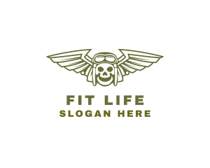 Skull Pilot Wing Logo