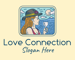 Relaxed Vacation Lady  logo design