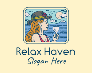 Relaxed Vacation Lady  logo design