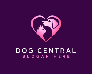 Heart Cat Dog logo design