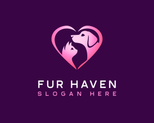 Heart Cat Dog logo design