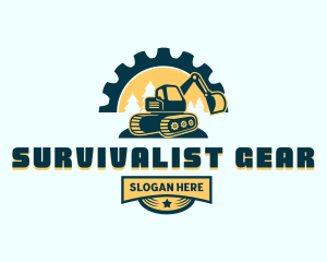 Mining Excavator Cogwheel  logo design