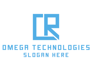 Geometric Letter CR Technology logo design