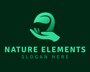 Natural Hand Leaf logo design