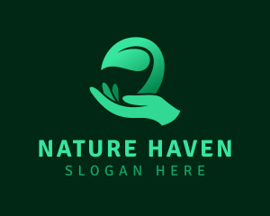 Natural Hand Leaf logo design