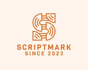 Orange Tribal Letter S logo design