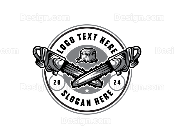 Chainsaw Forestry Woodcutting Logo