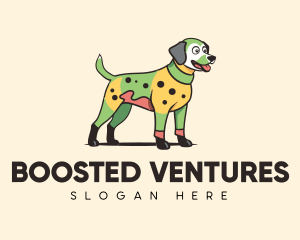 Colorful Costume Spotted Dog logo design