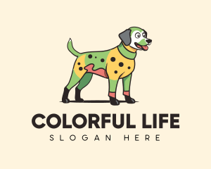 Colorful Costume Spotted Dog logo design