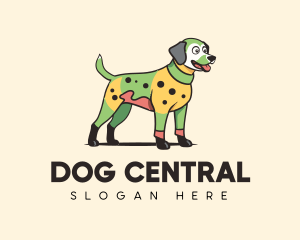 Colorful Costume Spotted Dog logo design