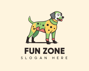 Colorful Costume Spotted Dog logo design