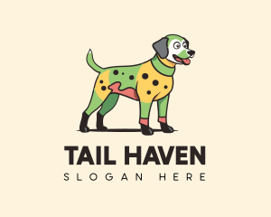 Colorful Costume Spotted Dog logo design