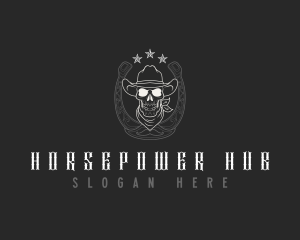 Western Skull Cowboy logo design