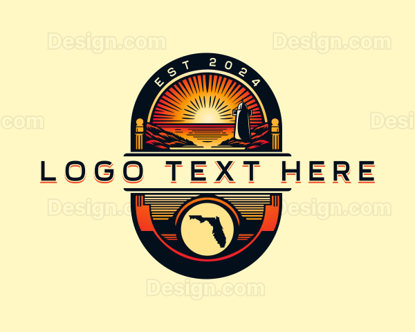 Travel Sunset Lighthouse Logo