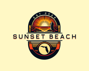 Travel Sunset Lighthouse logo design