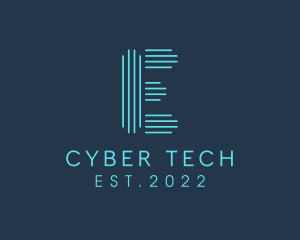 Cyber Data Neon Letter E logo