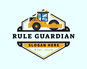 Bulldozer Road Roller Compactor logo design