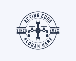 Plumbing Faucet Badge logo design