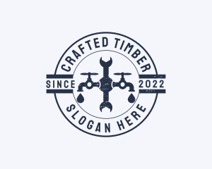 Plumbing Faucet Badge logo design