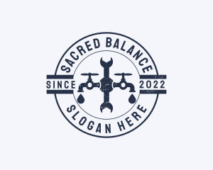 Plumbing Faucet Badge logo design