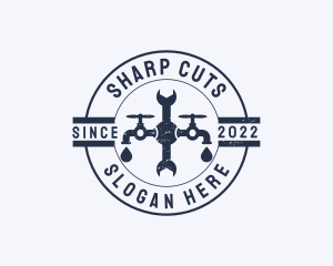 Plumbing Faucet Badge logo design