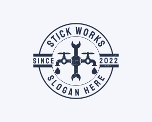 Plumbing Faucet Badge logo design