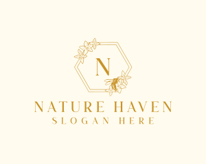 Floral Bee Nature logo design