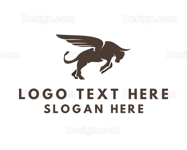 Winged Charging Bull Logo