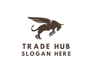 Winged Charging Bull Trading logo design