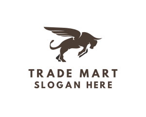 Winged Charging Bull Trading logo design