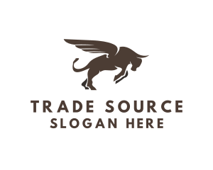 Winged Charging Bull Trading logo design