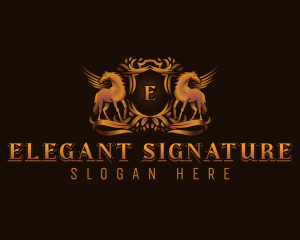 Elegant Pegasus Crest logo design