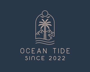 Tropical Coconut Tree Beach logo design