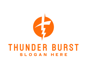 Orange Thunder Energy Letter T  logo design