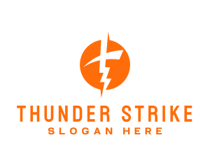 Orange Thunder Energy Letter T  logo design