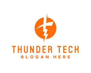 Orange Thunder Energy Letter T  logo design