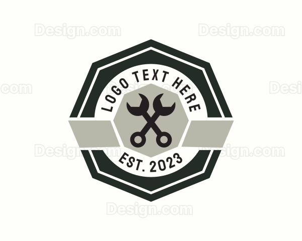 Wrench Mechanic Badge Logo